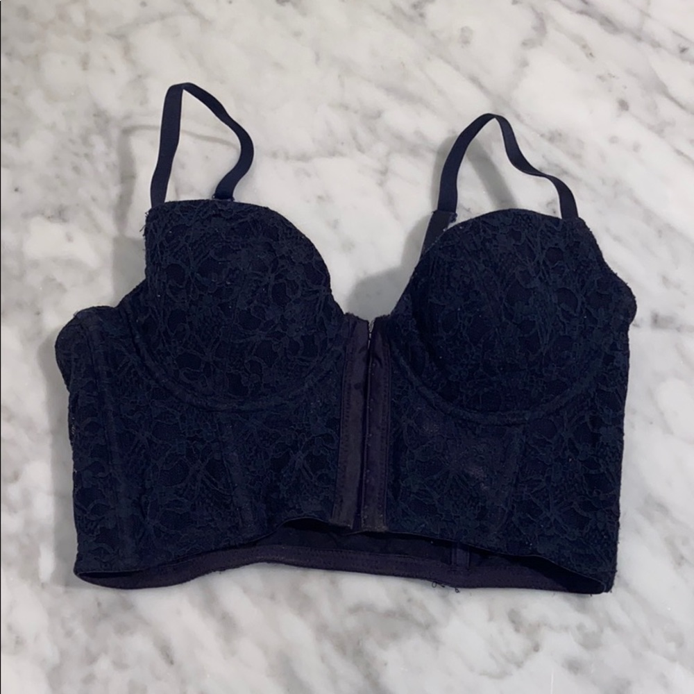 Navy Blue bustier with fishhook closure size small